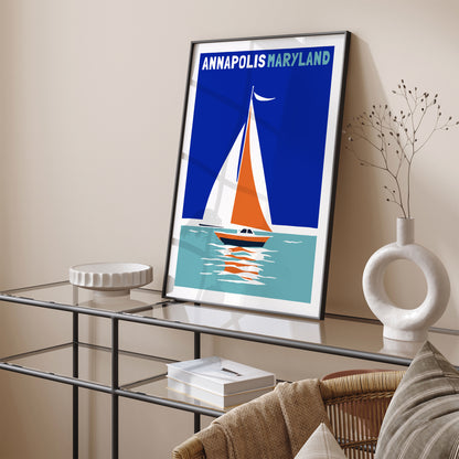 Annapolis Maryland Retro Boat Poster