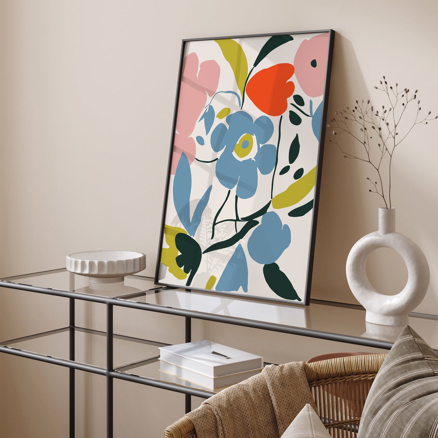 Abstract Retro Floral Poster Print