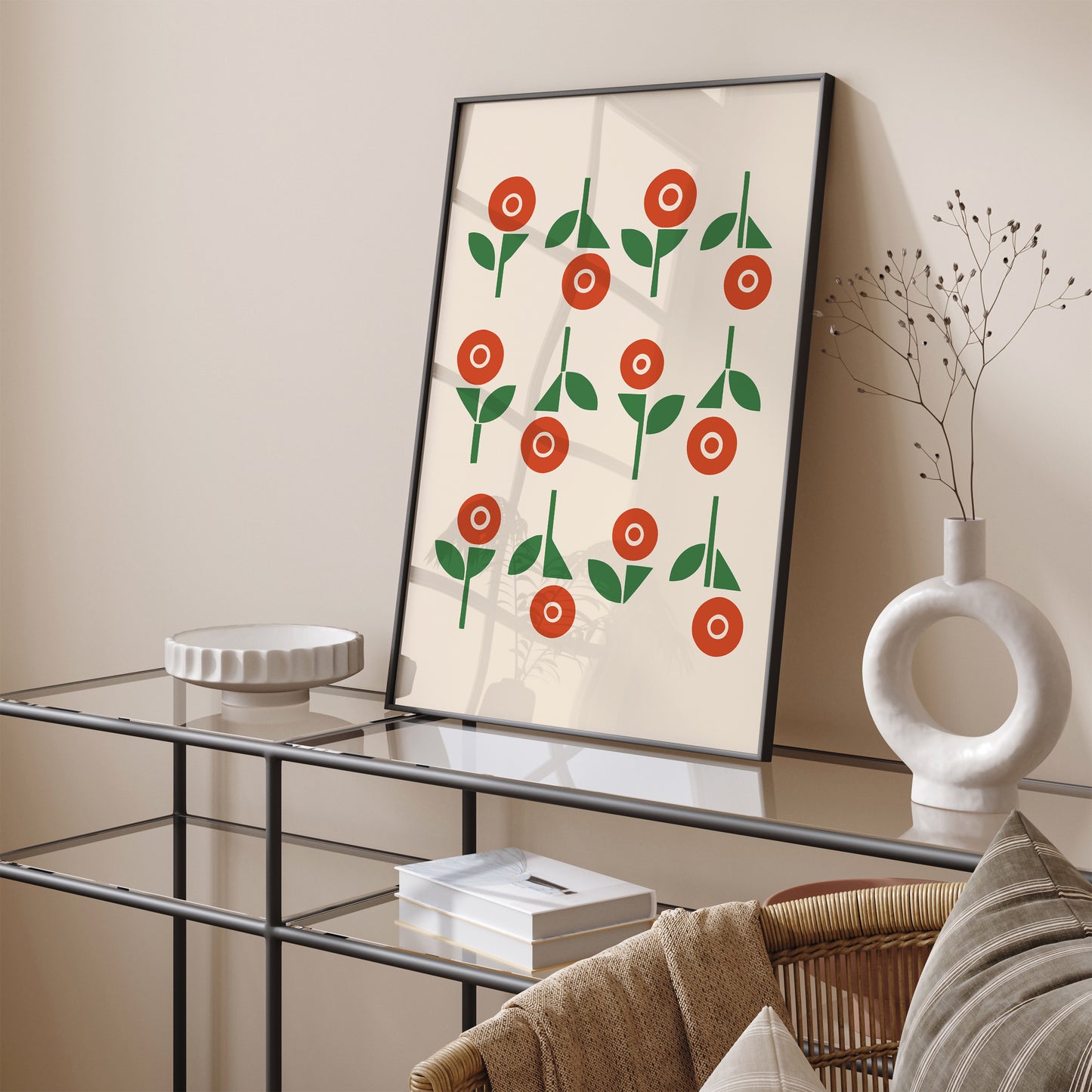 Retro 60s Minimalist Flowers Poster