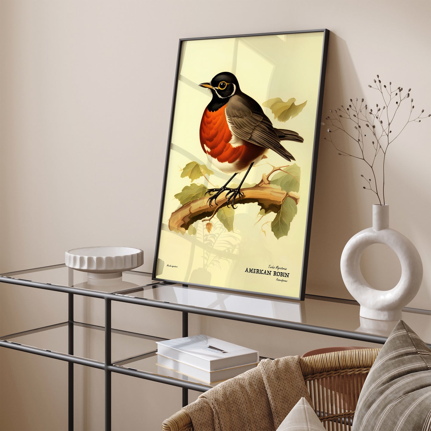 American Robin Vintage Bird Poster