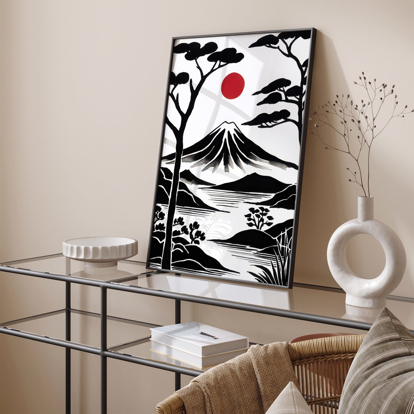 Mount Fuji BW Travel Art Print