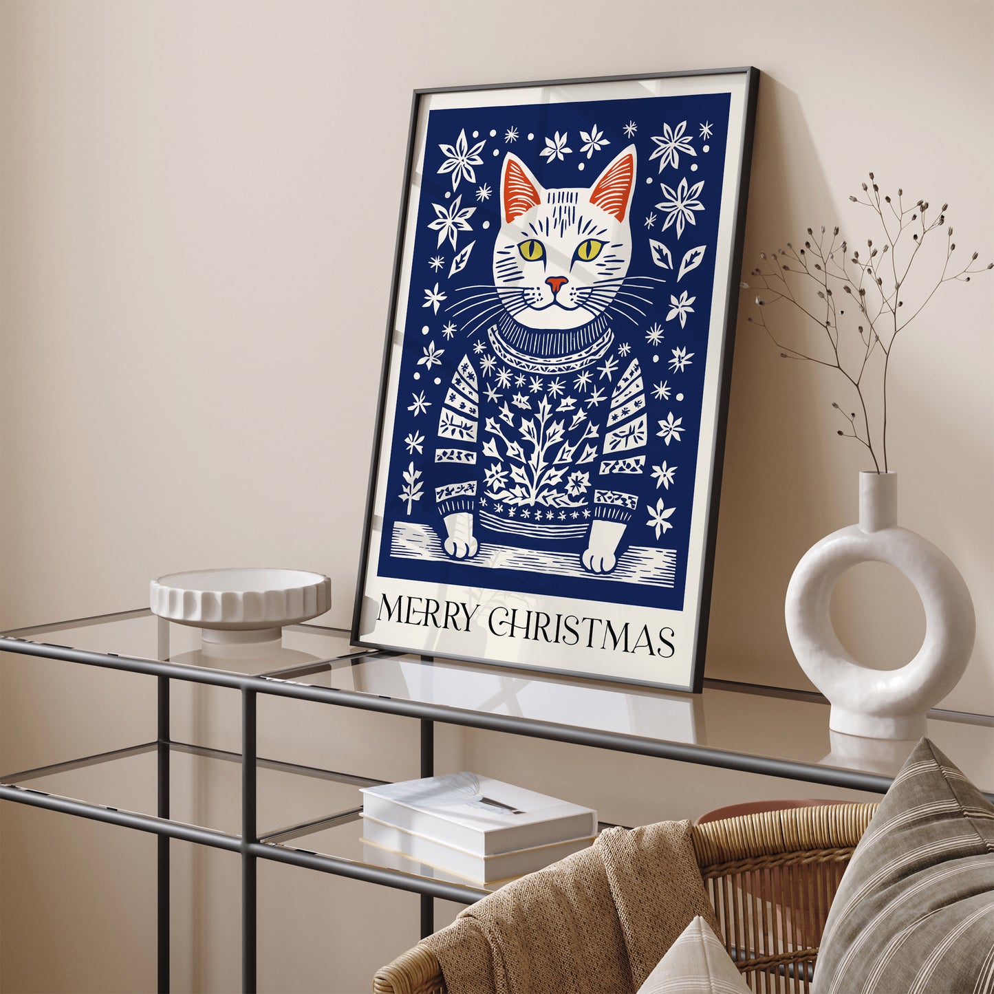 Cat in Christmas Sweater Poster