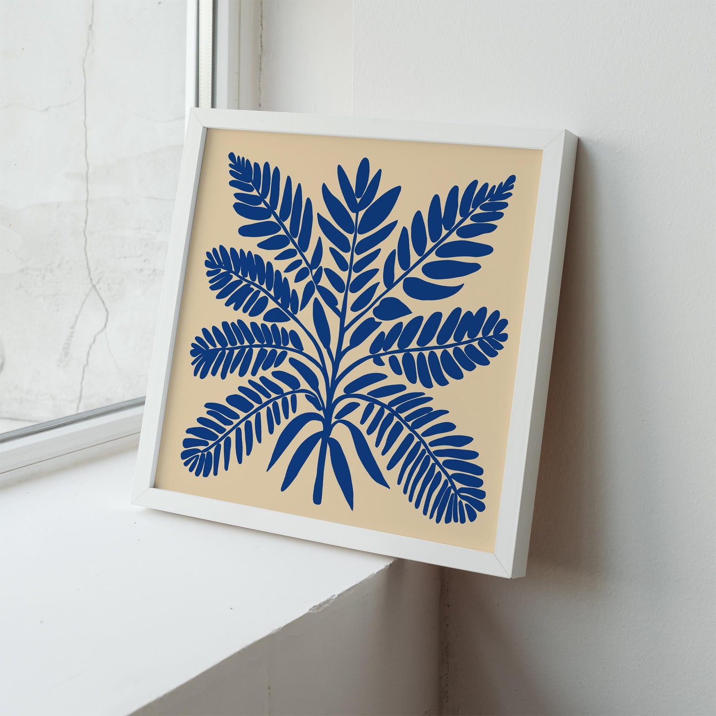 Blue Leaf Wall Art – Square Print