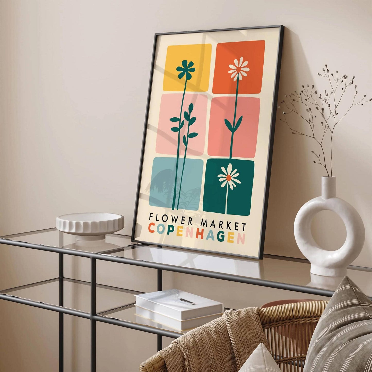 Retro Flower Market Copenhagen Denmark Poster