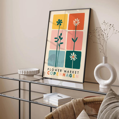 Retro Flower Market Copenhagen Denmark Poster