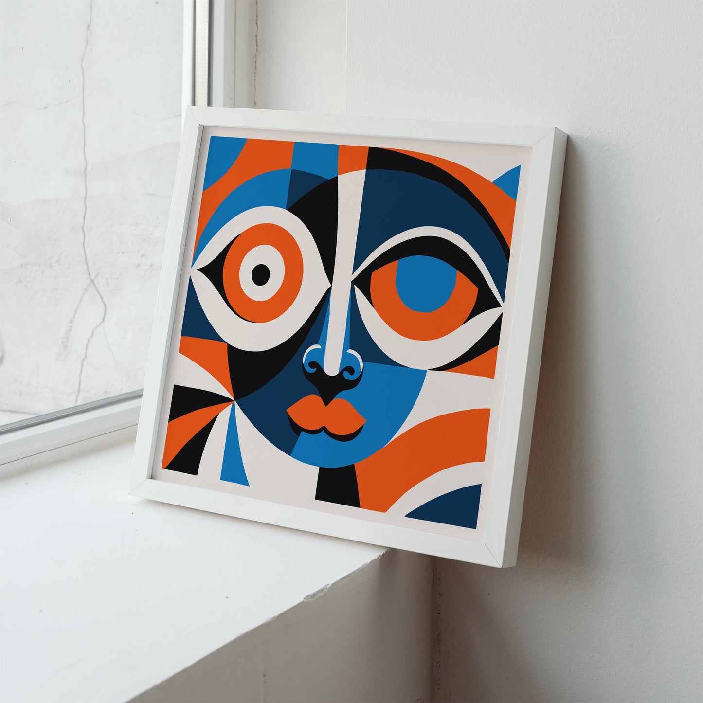 Modern Face Square Blue Art Print