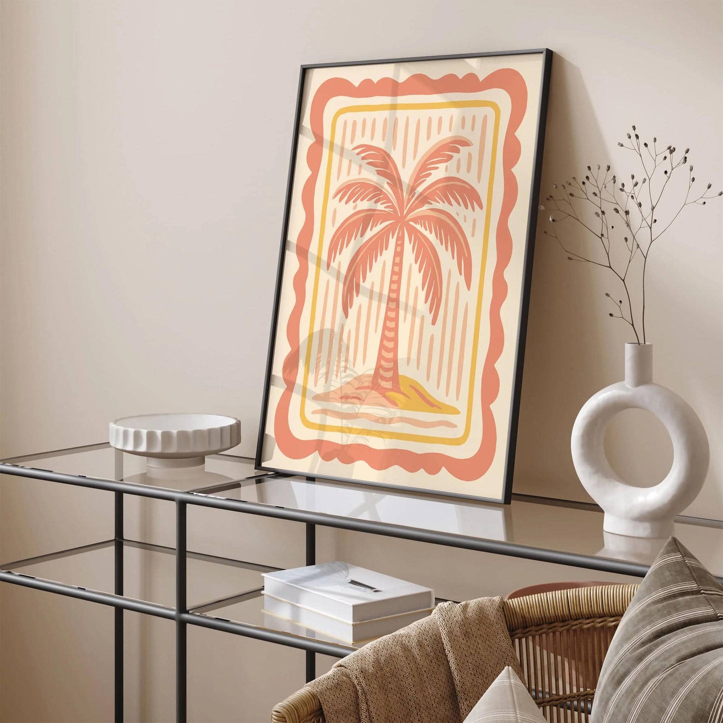 Bohemian Palm Tree in Pastel Girly Colors Print