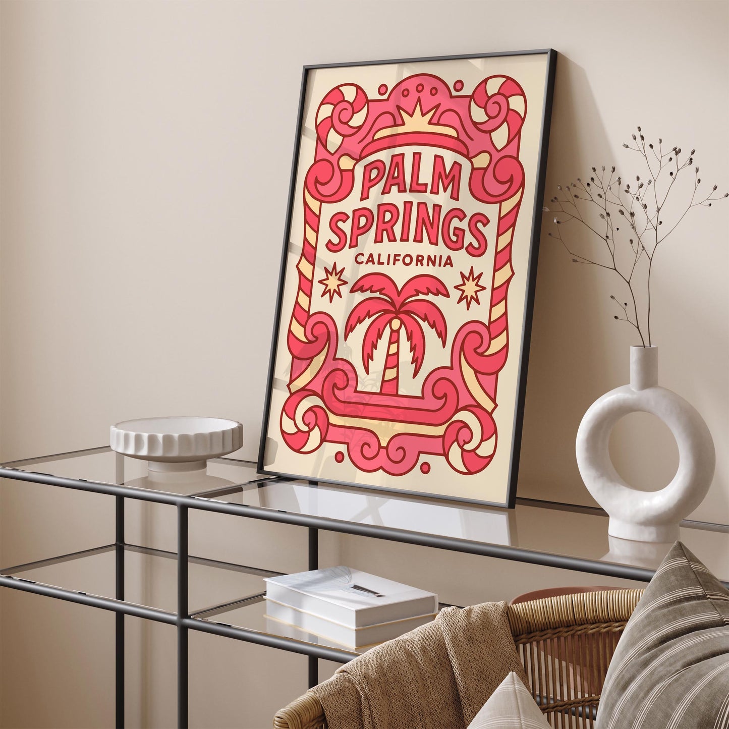 Palm Springs California Funhouse Style Poster