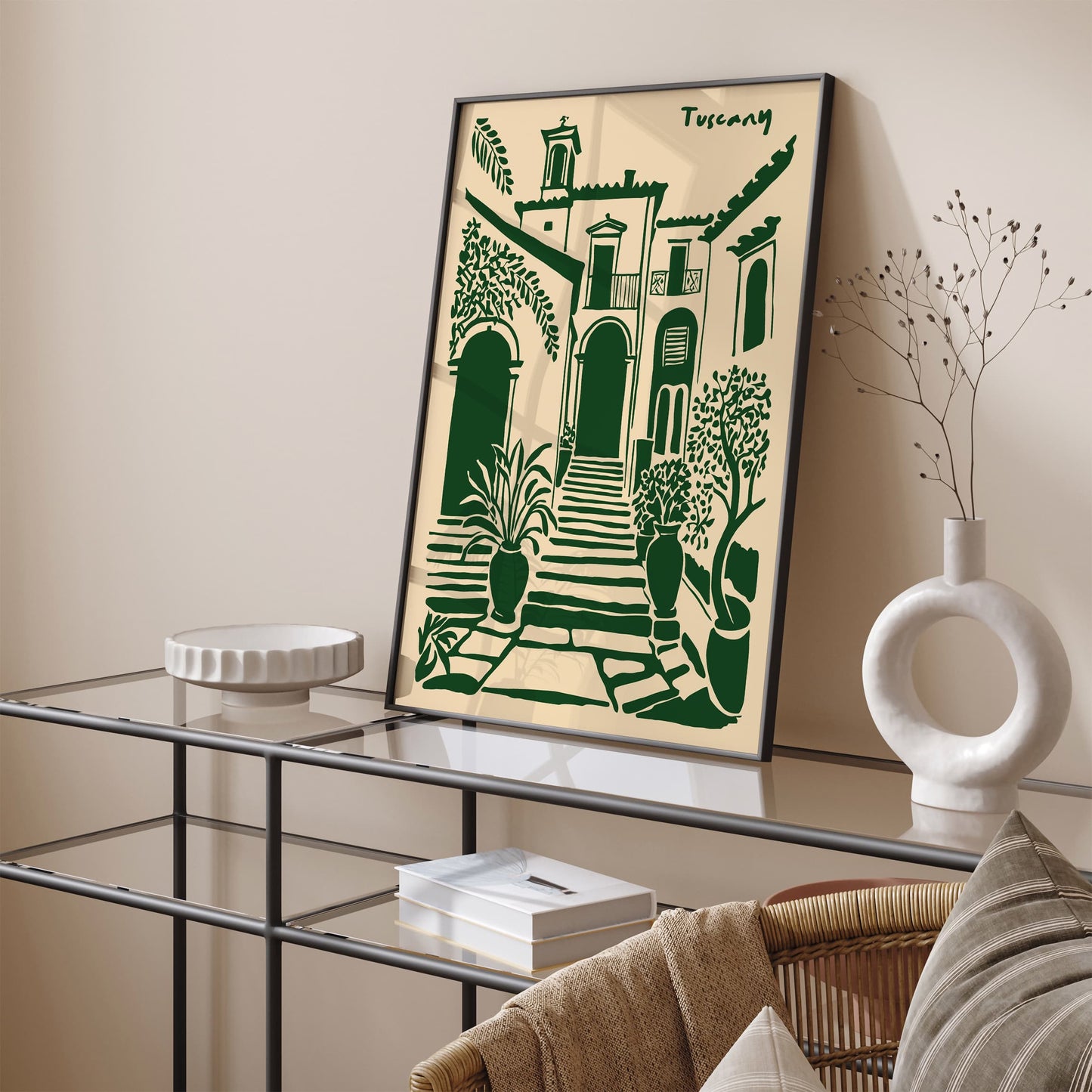 Tuscany Architecture Green Eclectic Art Print