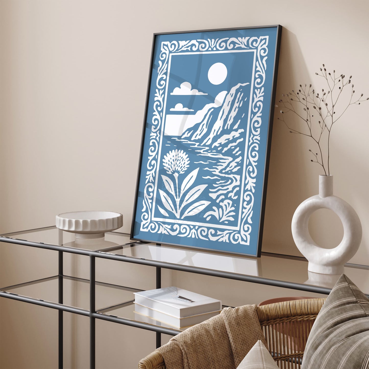 Blue Tropical Landscape Poster