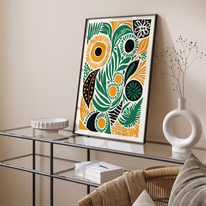 Abstract Nature in Green and Yellow Poster