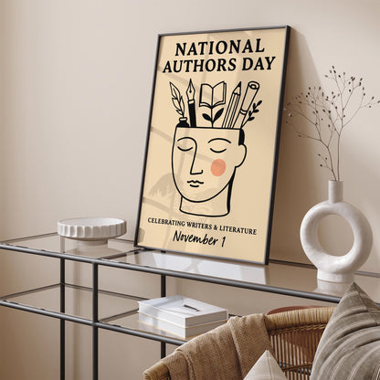National Authors Day Poster, Literary Art Print