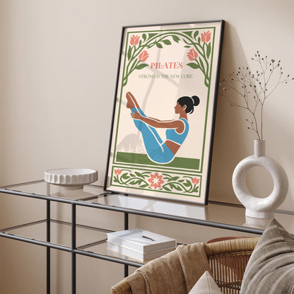 Pilates Poster – “Strong Is the New Core” Fitness Wall Art