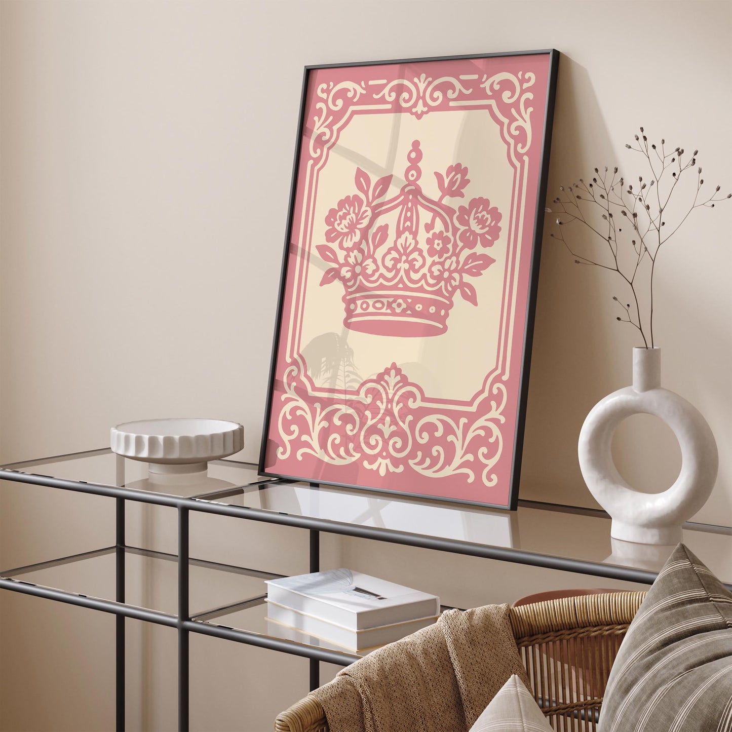 Rococo Crown Poster, Floral Princess Room Decor