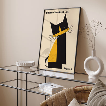 International Cat Day Retro Poster