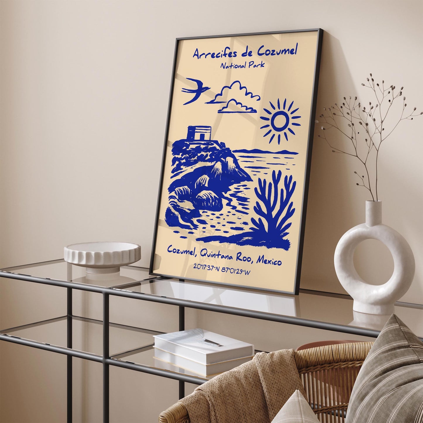 Cozumel National Park Poster - Blue Mexico Landscape Print