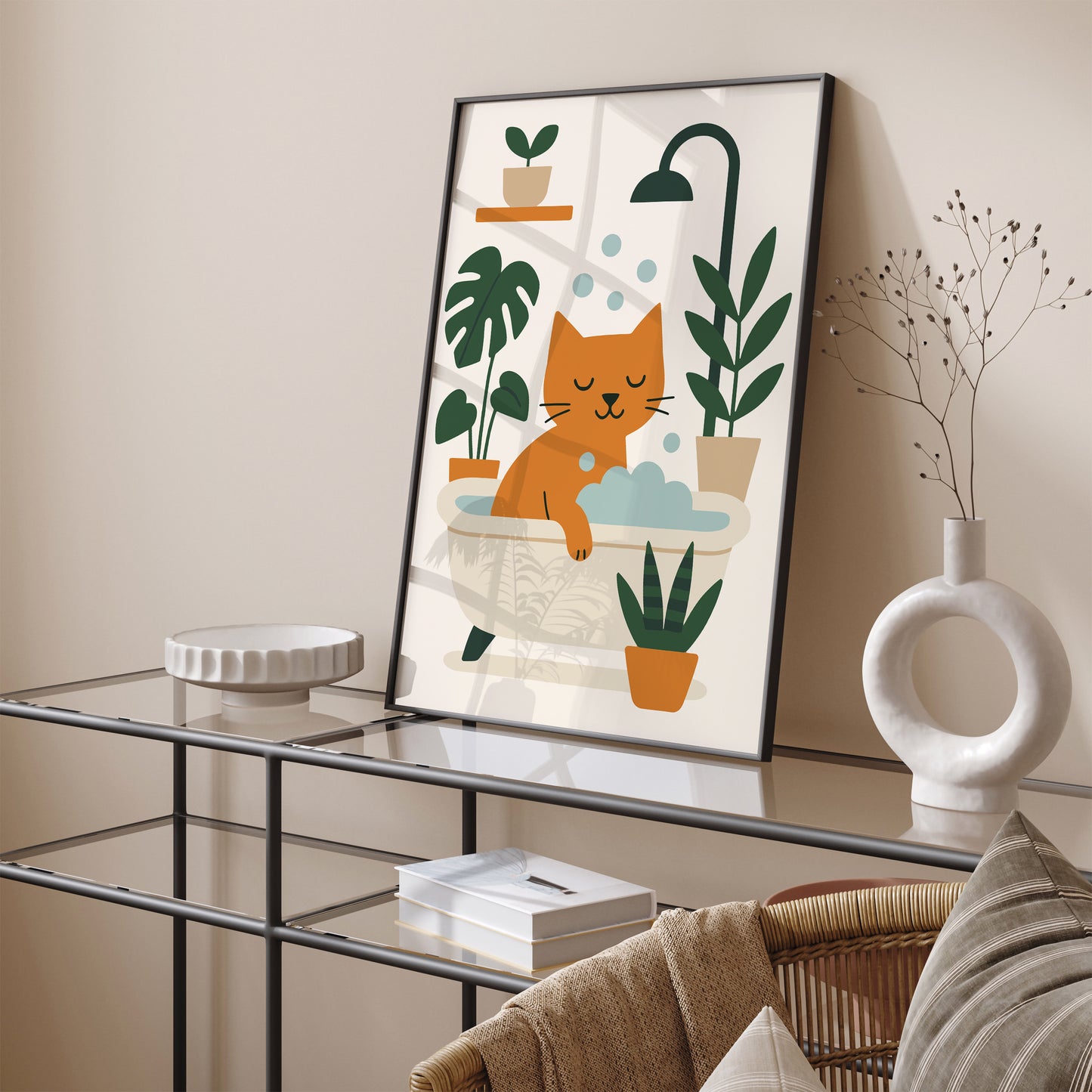 Cat Taking Bath Poster