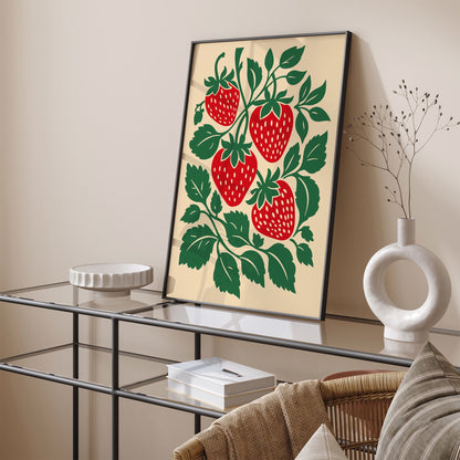 Rustic Strawberries Poster