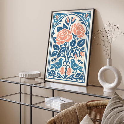 Roses & Birds Wall Art Print