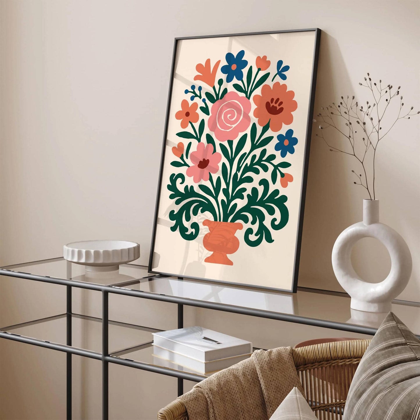 Flowers in Vase Poster - Colorful Wall Art