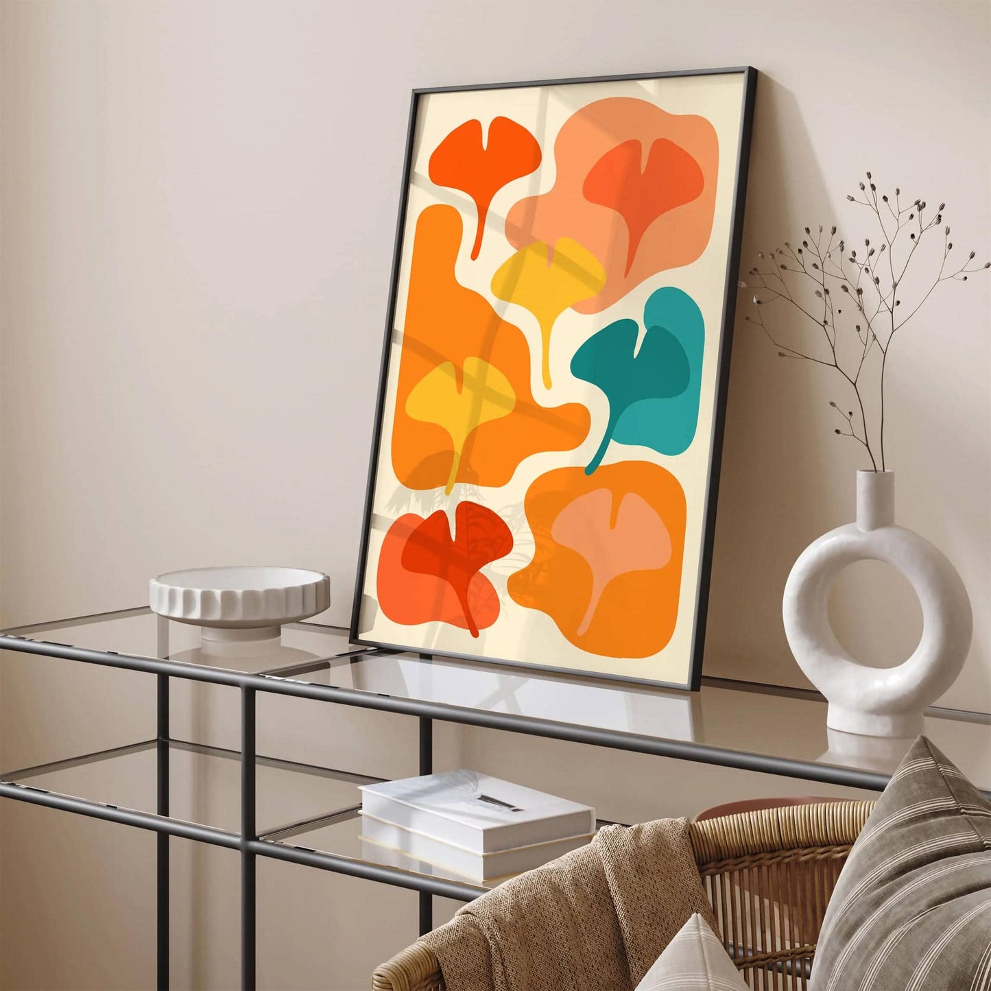 Colorful Vibrant Ginkgo Biloba Leaves Wall Art
