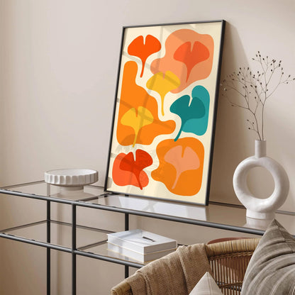 Colorful Vibrant Ginkgo Biloba Leaves Wall Art