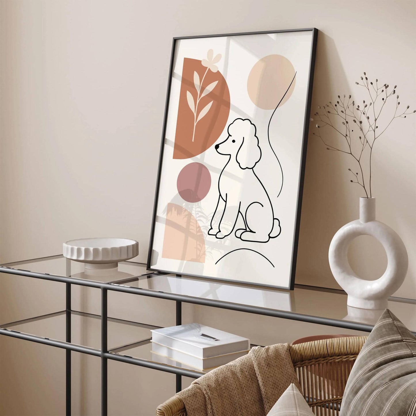Aesthetic Poodle Dog in Neutral Soft Tones Poster
