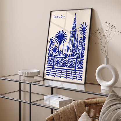 Seville, Spain Blue Travel Poster