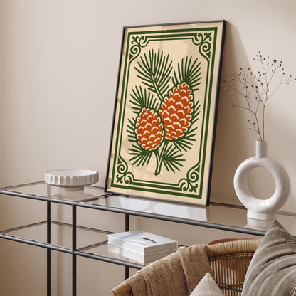 Autumn Cones Art Print - Fall Cozy  Home Decor