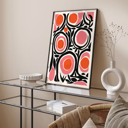 Red Pink Mid Century Bold Abstract Wall Art