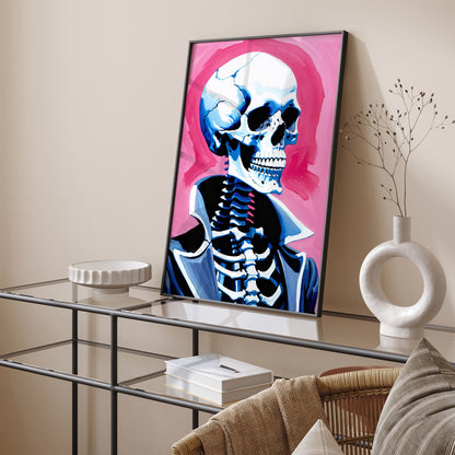 Skeleton Pink Halloween Art Print 2024