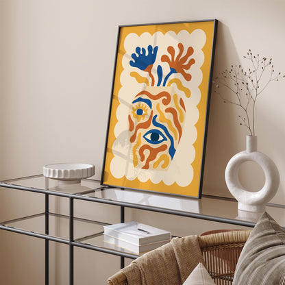 Surreal Eye Vase Poster - Boho Abstract Face Wall Art