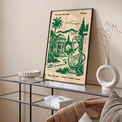 National Garden Athens Poster - Green Greece Travel Art