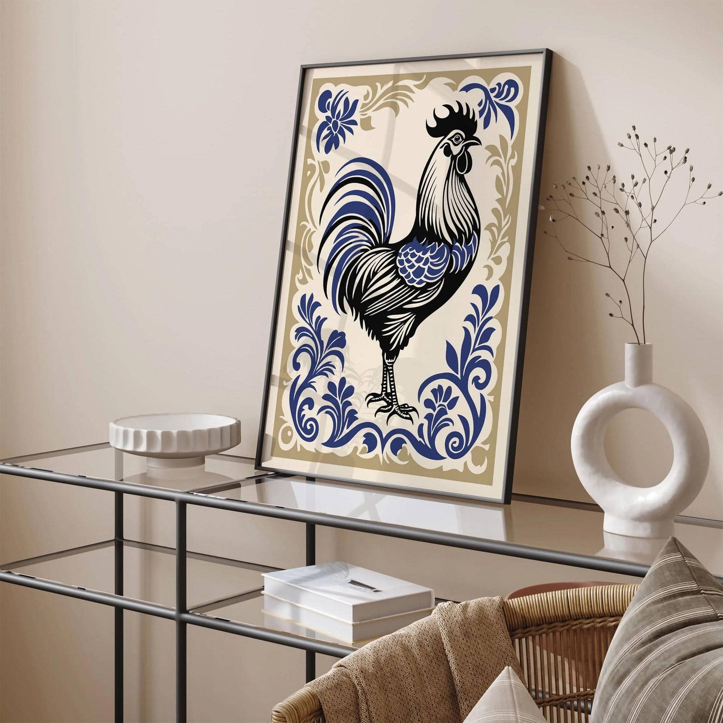 Rococo Rooster Poster Elegant Kitchen Art Print