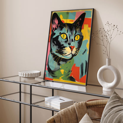 Colorful Retro Cat Reproduction Poster