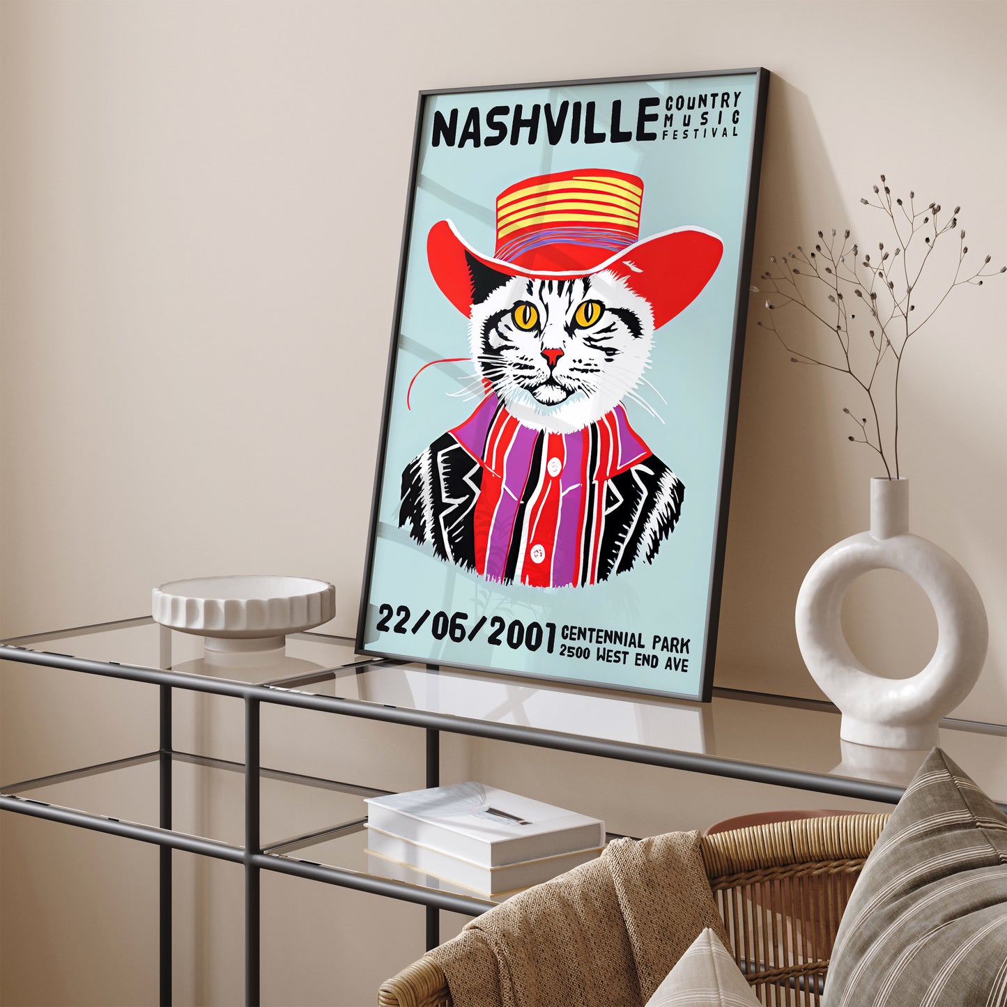 Nashville Country Music Cat Poster