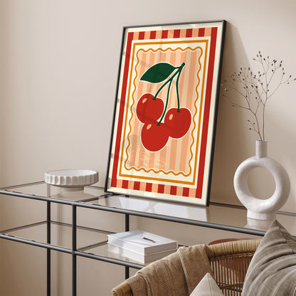 Retro Cherries Poster - Kitchen Wall Art