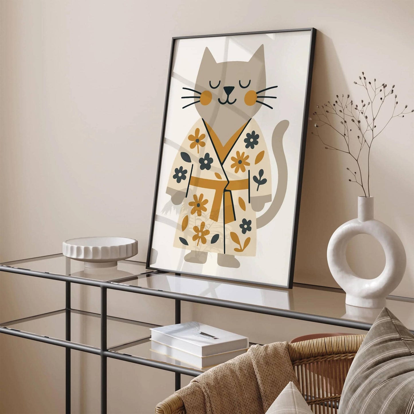 Spa Day Poster - Funny Cat in Bathrobe Print
