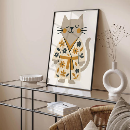 Spa Day Poster - Funny Cat in Bathrobe Print