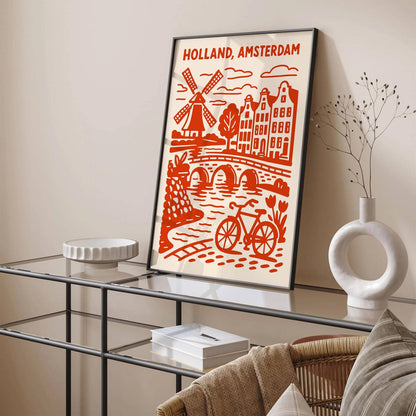 Holland Amsterdam Travel Poster