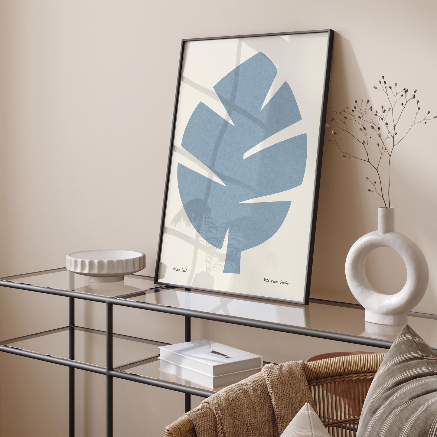 Azure Leaf Minimalist Poster
