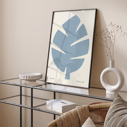 Azure Leaf Minimalist Poster