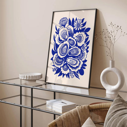 Oyster Lovers Blue Art Print