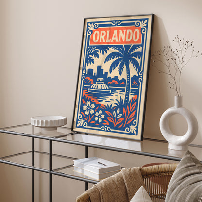 Orlando Travel Art Print - Blue Hotel Room Wall Decor
