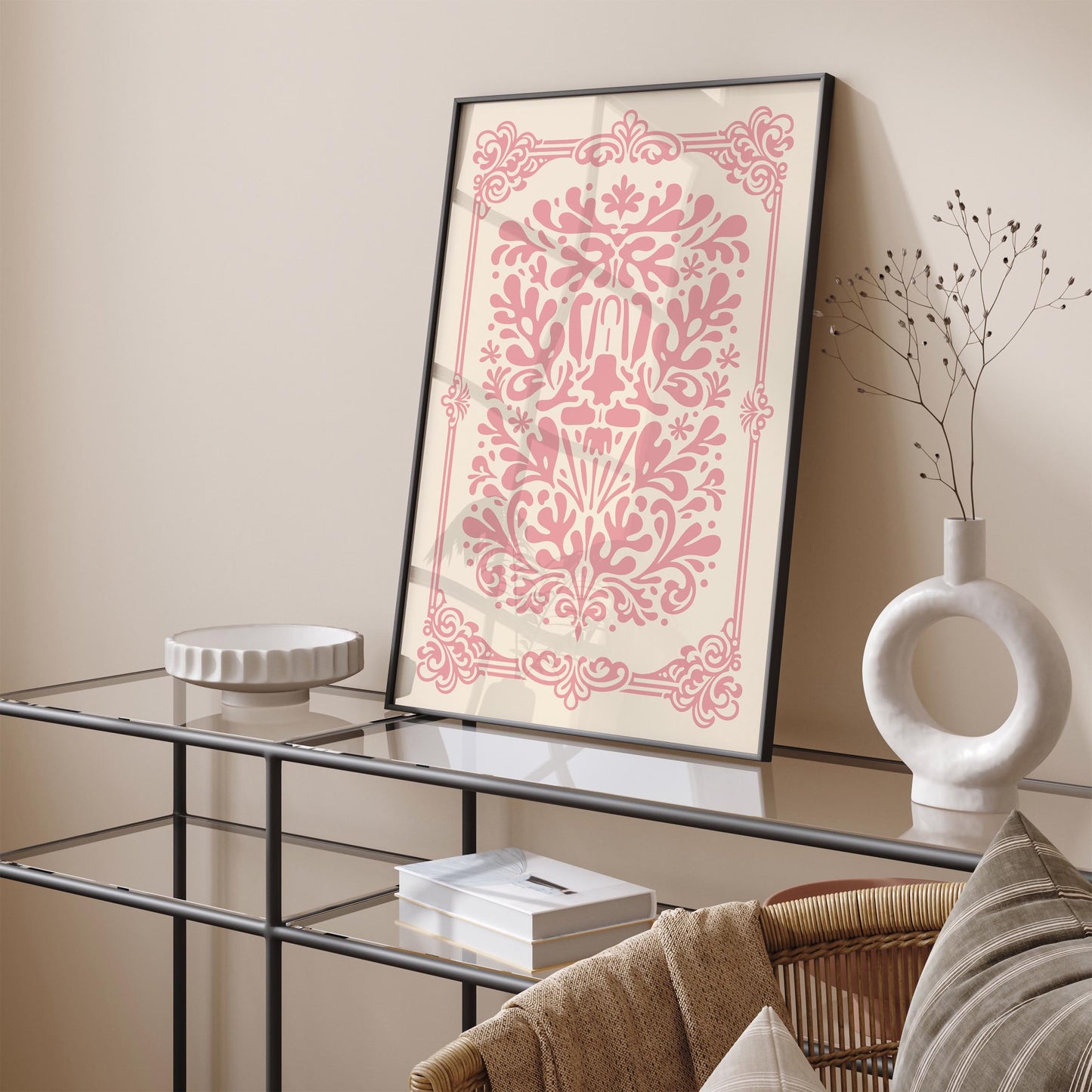 Pink Rococo Abstract Floral Print