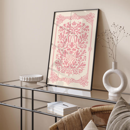 Pink Rococo Abstract Floral Print