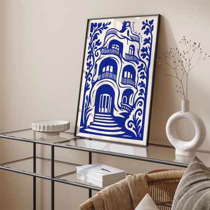 Passeig de Gràcia Barcelona Blue Travel Poster