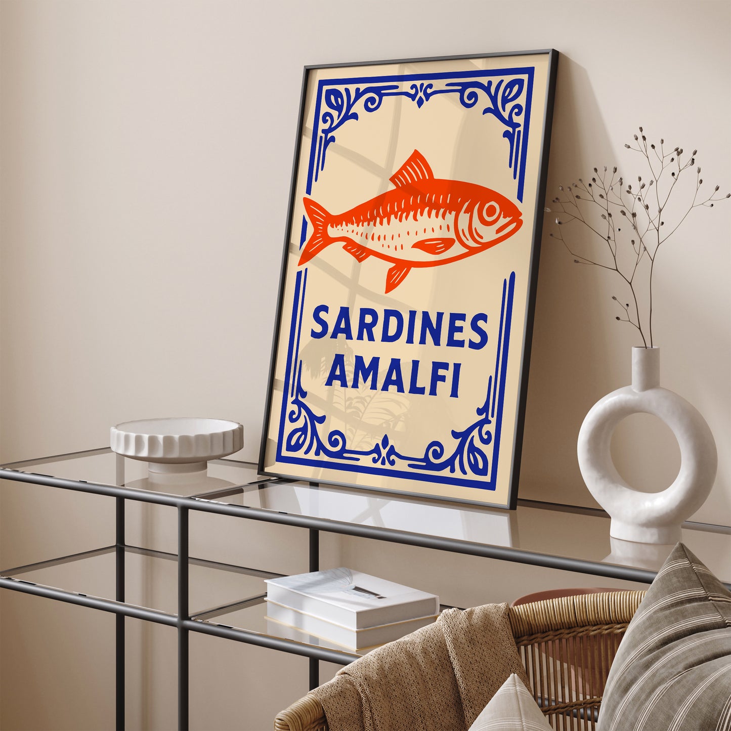 Sardines Amalfi Poster – Italian Coastal Kitchen Wall Art