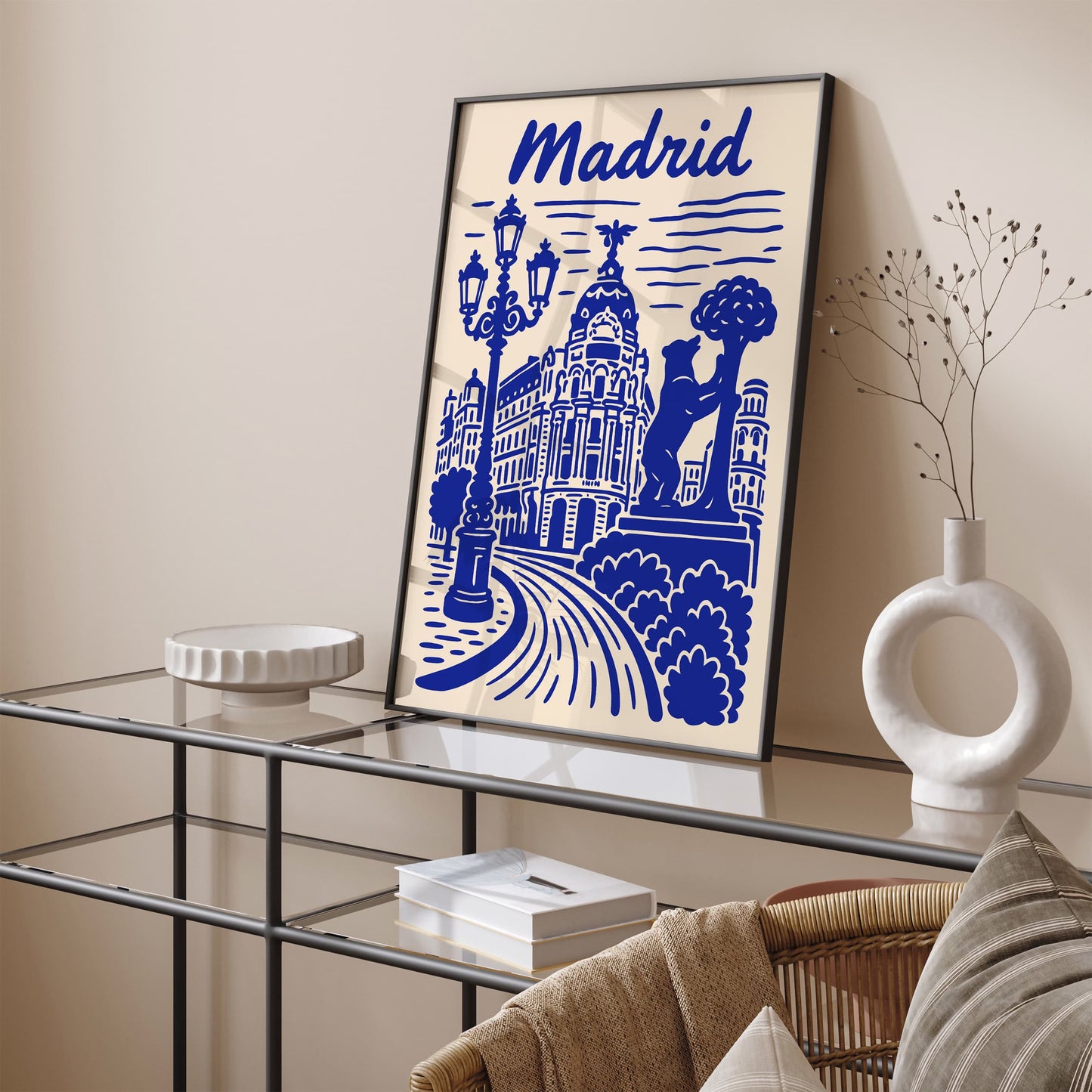 Madrid Cityscape Blue Wall Art Print