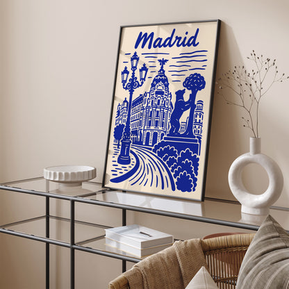 Madrid Cityscape Blue Wall Art Print